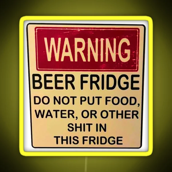 Warning Beer Fridge Drinks Cocktail Beer RGB Neon Sign