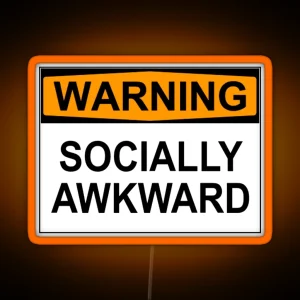 WARNING SOCIALLY AWKWARD RGB Neon Sign