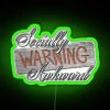 Warning neon sign with socially awkward message in green