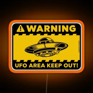 WARNING Ufo Area KEEP OUT Signal RGB Neon Sign