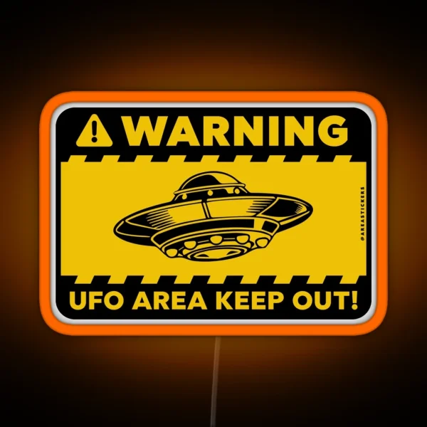 WARNING Ufo Area KEEP OUT Signal RGB Neon Sign