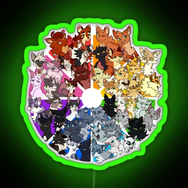 Warrior Cats Color Wheel RGB Neon Sign