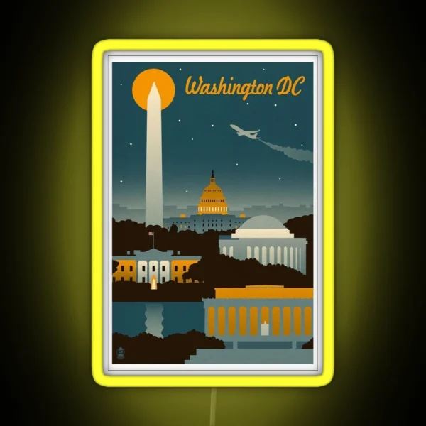 Washington DC Retro Poster RGB Neon Sign