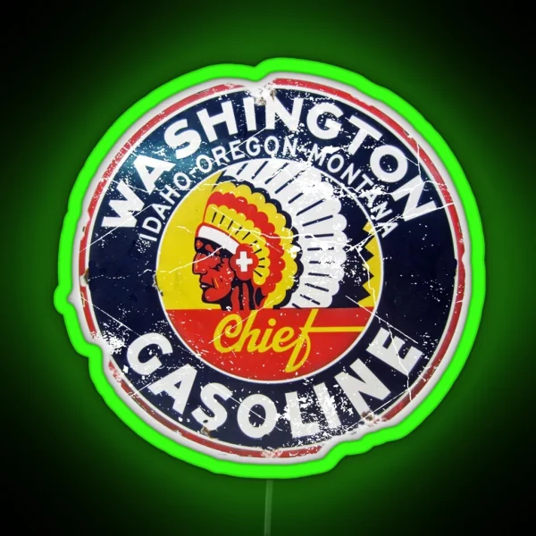 Washington Gasoline RGB Neon Sign