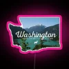 Neon sign in Washington with vibrant pink color