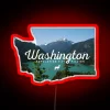 Neon sign in Washington with red and blue colors
