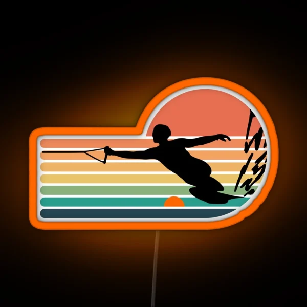Water Ski Slalom Skier Led Decal RGB Neon Sign