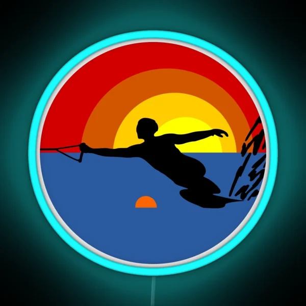 Water Ski Slalom Skier RGB Neon Sign