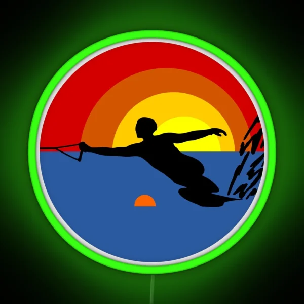 Water Ski Slalom Skier RGB Neon Sign