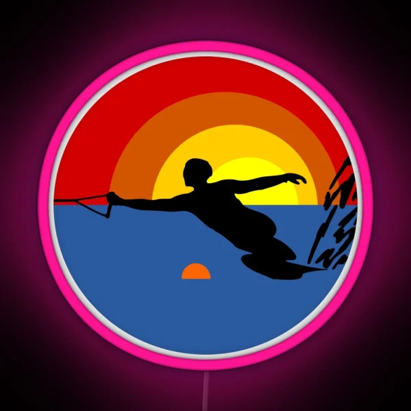 Water Ski Slalom Skier RGB Neon Sign