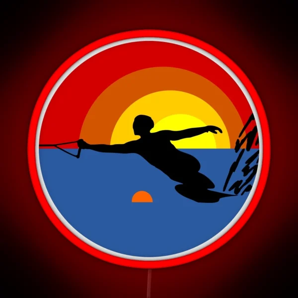 Water Ski Slalom Skier RGB Neon Sign