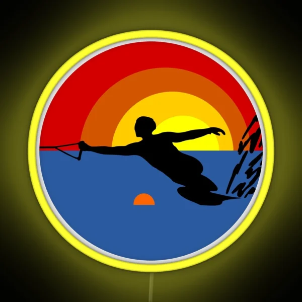 Water Ski Slalom Skier RGB Neon Sign