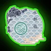 Neon water-inspired art inspired by traditional Japanese ukiyo-e woodblock prints.