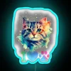 Neon cat sign with classic LED RGB colors in a watercolor aesthetic.