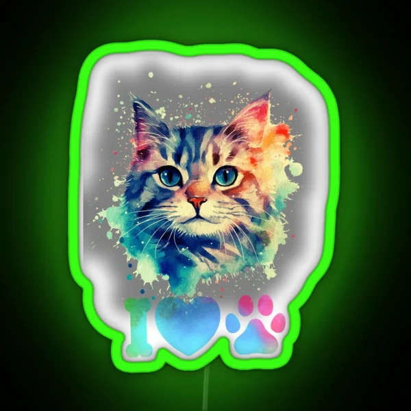 Watercolor Aesthetic Cat Classic Led RGB Neon Sign