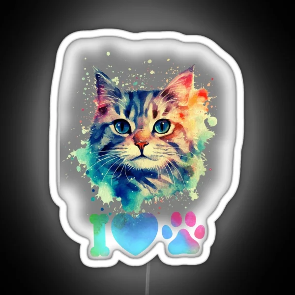 Watercolor Aesthetic Cat Classic Led RGB Neon Sign