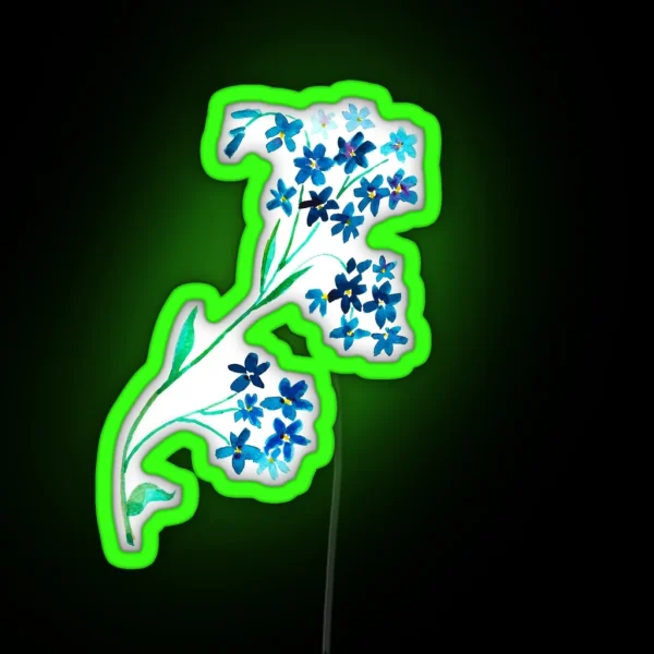 Watercolor Blue Flower RGB Neon Sign