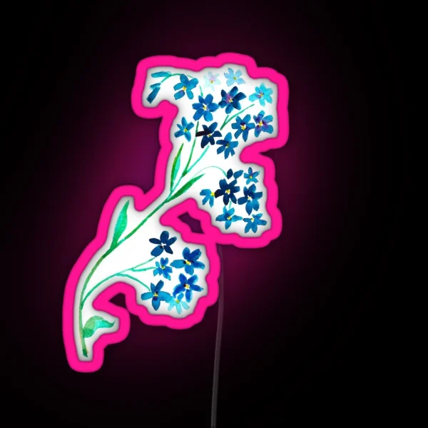 Watercolor Blue Flower RGB Neon Sign