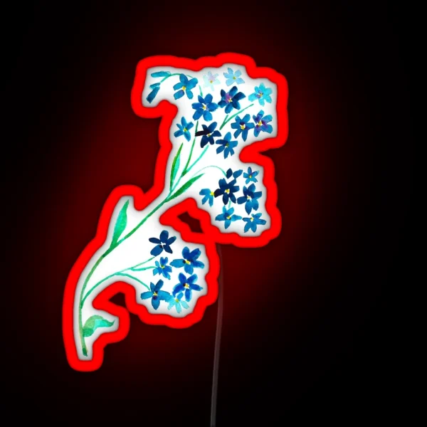 Watercolor Blue Flower RGB Neon Sign