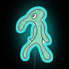 Vibrant blue neon sign with watercolor-style brushstrokes in a bold, colorful design