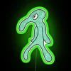 Vibrant neon green watercolor sign with bold, artistic brushstrokes.
