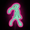 Neon pink watercolor sign with bold, brash typography.