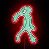 Neon red watercolor sign with bold, vibrant brushstrokes.