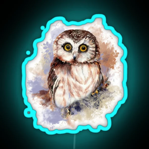 Watercolor Cute Owl Bird RGB Neon Sign
