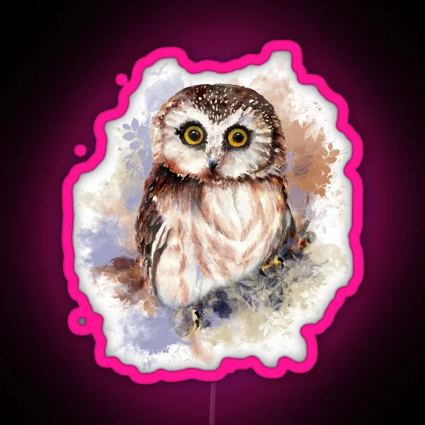 Watercolor Cute Owl Bird RGB Neon Sign