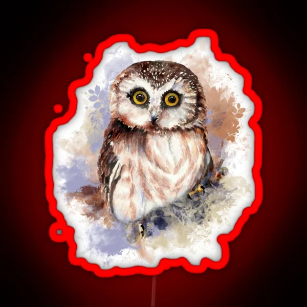 Watercolor Cute Owl Bird RGB Neon Sign