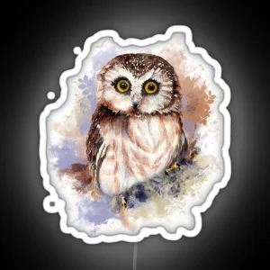 Watercolor Cute Owl Bird RGB Neon Sign