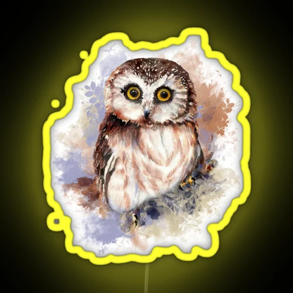 Watercolor Cute Owl Bird RGB Neon Sign