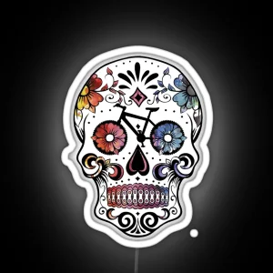 Watercolor Cycling Sugar Skull RGB Neon Sign