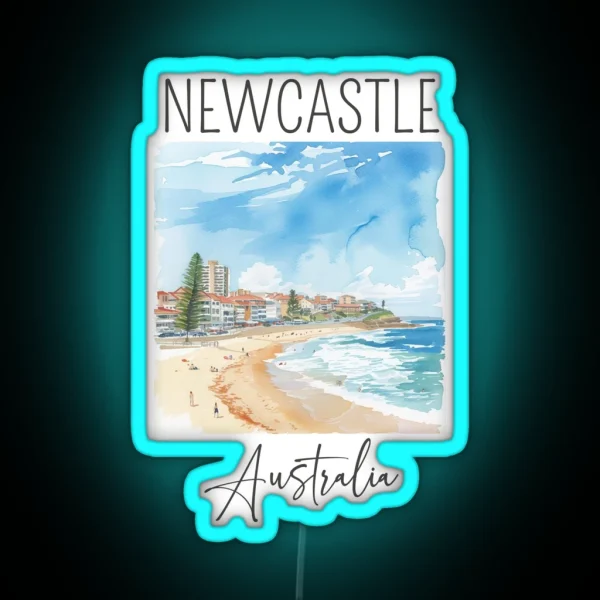 Watercolor Design Of Newcastle Australia RGB Neon Sign