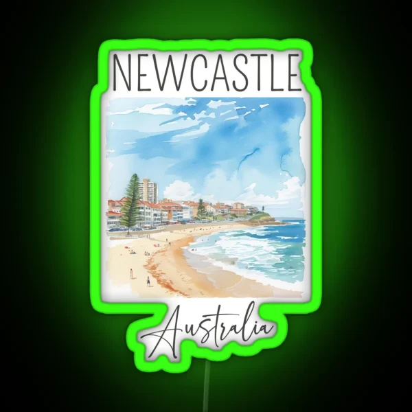 Watercolor Design Of Newcastle Australia RGB Neon Sign