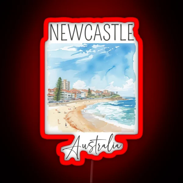 Watercolor Design Of Newcastle Australia RGB Neon Sign