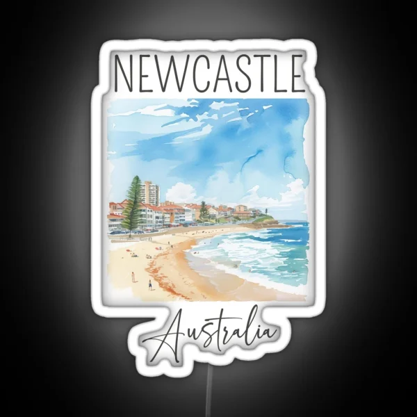 Watercolor Design Of Newcastle Australia RGB Neon Sign