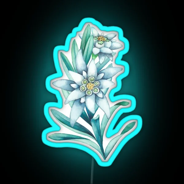 Watercolor Edelweiss RGB Neon Sign