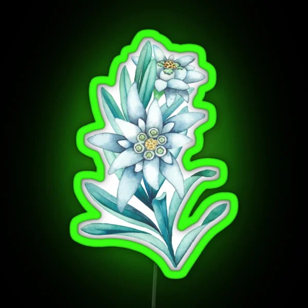 Watercolor Edelweiss RGB Neon Sign