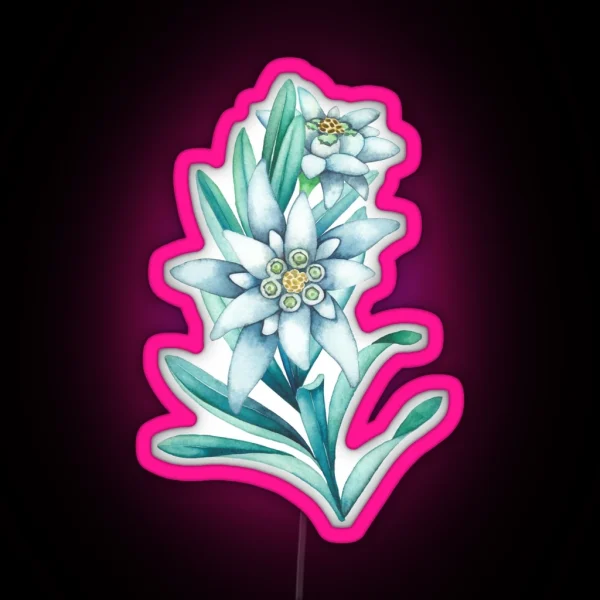 Watercolor Edelweiss RGB Neon Sign