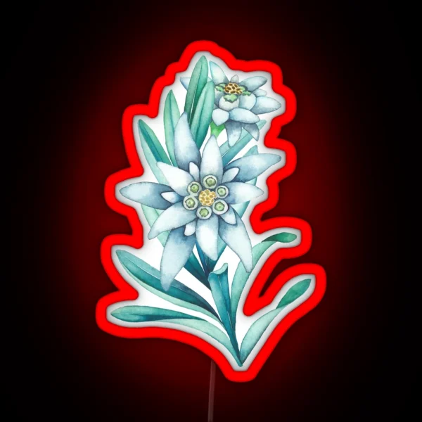 Watercolor Edelweiss RGB Neon Sign