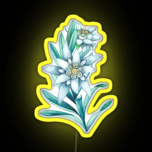 Watercolor Edelweiss RGB Neon Sign