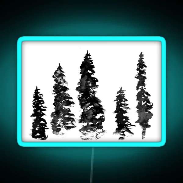 Watercolor Fir Trees RGB Neon Sign