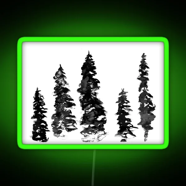 Watercolor Fir Trees RGB Neon Sign