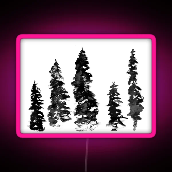 Watercolor Fir Trees RGB Neon Sign