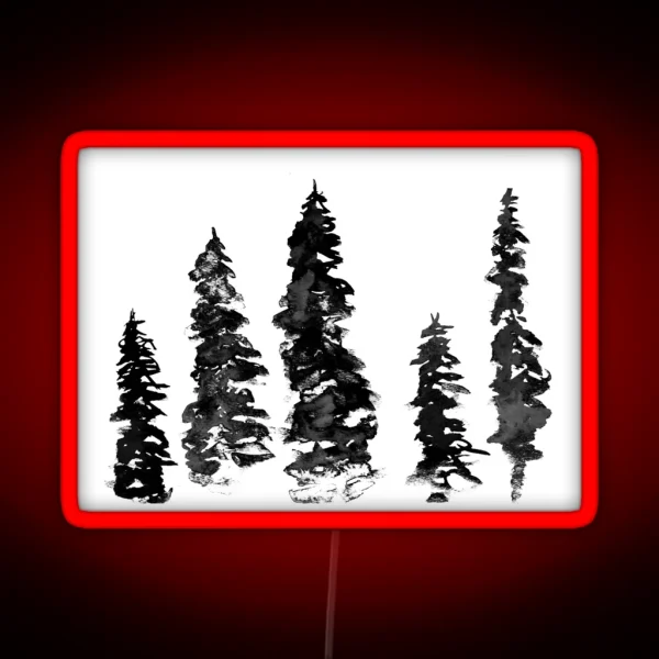 Watercolor Fir Trees RGB Neon Sign