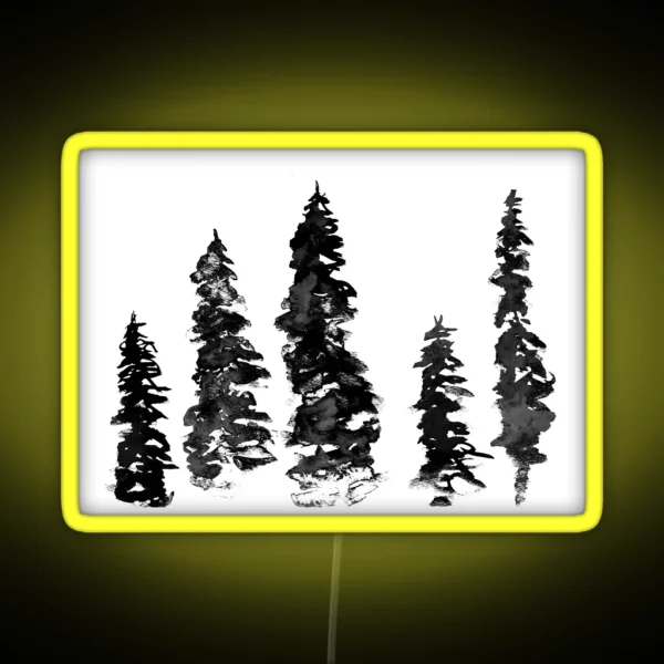 Watercolor Fir Trees RGB Neon Sign