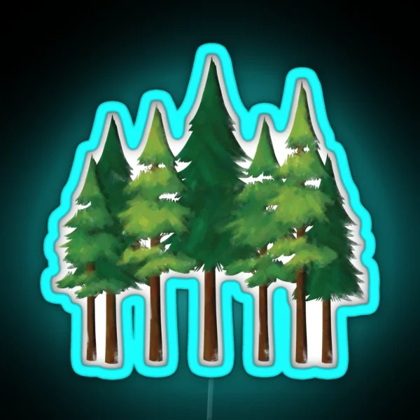 Watercolor Forest Into The Pines RGB Neon Sign