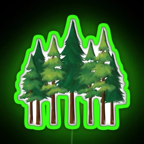 Watercolor Forest Into The Pines RGB Neon Sign