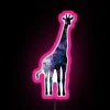 A colorful depiction of a giraffe under a vibrant, watercolor-style galaxy with neon accents.